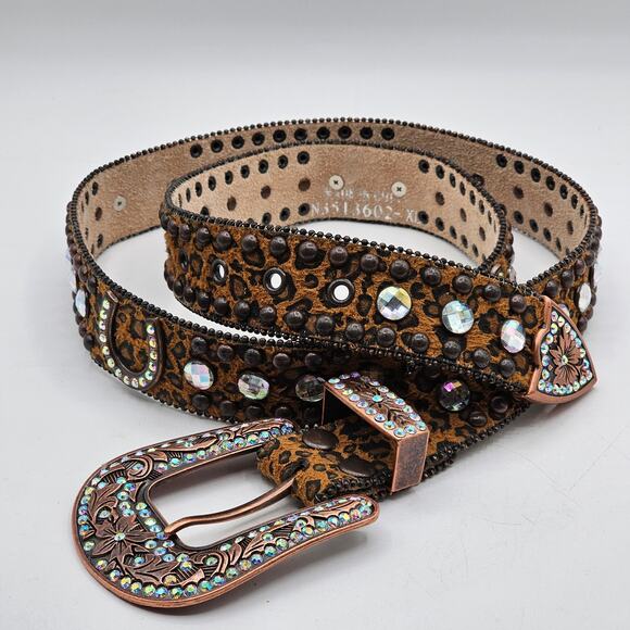 Blazin Roxx Womens Belt XX Leopard Print Rhinestone Studded Western Rodeo Style main image 6